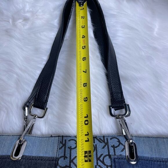Calvin Klein gray and Bleu denim logo with black synthetic trim large tote - Picture 12 of 15